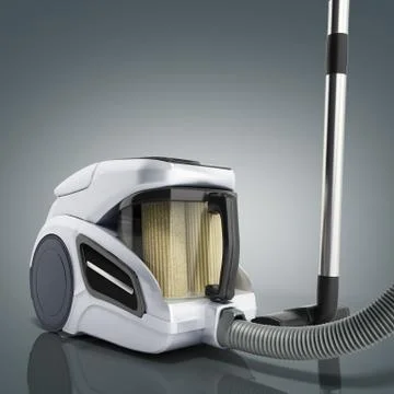 3d render of vacuum cleaner isolated on grey Stock Illustration