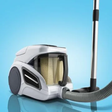 3d render of vacuum cleaner isolated on blue Stock Illustration