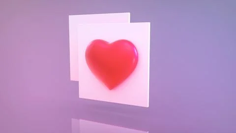 3D Render of Valentine Concept - Letter Icon with a Heart on it 库存插图