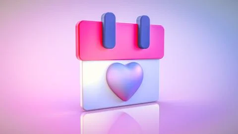 3D Render of Valentine Day Concept - 3D Calendar Icon Stock Illustration