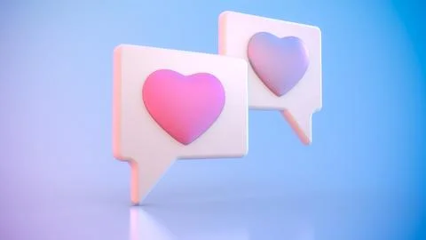 3D Render of Valentine &amp; Lover Concept - Messaging, Texting icons with hearts Иллюстрация