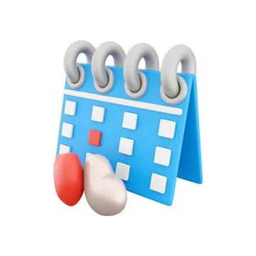 3d render Valentines day Calendar icon. Minimal concept. 3d rendering calendar Stock Illustration