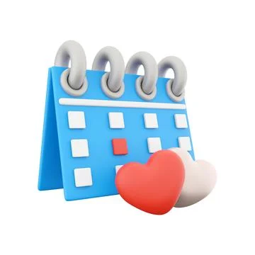 3d render Valentines day Calendar icon. Minimal concept. 3d rendering calendar Stock Illustration