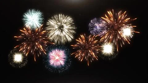 3d render of various fireworks and salute Stockillustratie