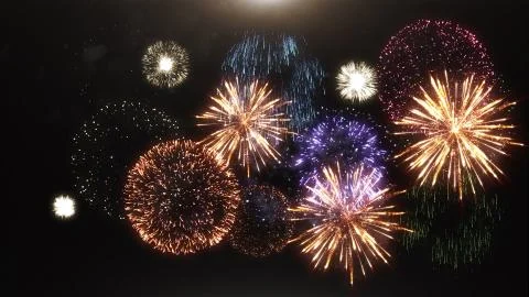 3d render of various fireworks and salute Stock Illustration