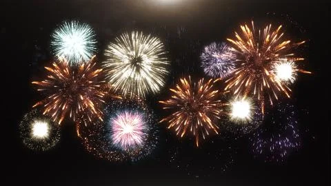 3d render of various fireworks and salute Stock Illustration