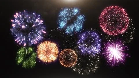 3d render of various fireworks and salute Stock Illustration