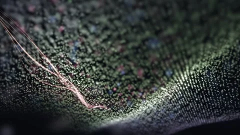 3D Render A vast network of glowing particles suspended in a dark space, Stock Footage 340297515