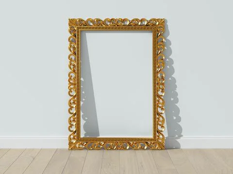 3D render vertical wooden frame mock up. Empty interior. Stock Illustration