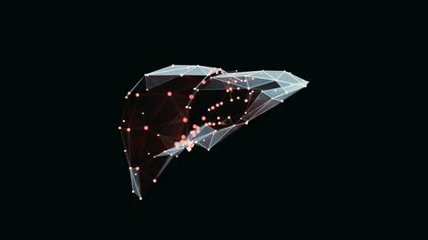 3d render of a vibrant, low-poly liver over dark background Stock Illustration