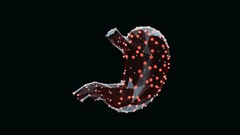 3d render of a vibrant, low-poly stomachover dark background Stock Illustration