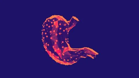 3d render of a vibrant, low-poly stomachover dark background Stock Illustration