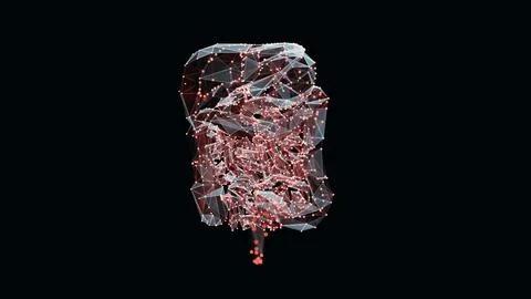 3d render of a vibrant, low-poly digestive system over dark background Stockillustratie