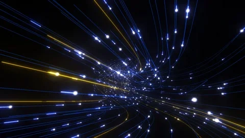 3D render A vibrant, swirling pattern of glowing lines radiating from a central Video stock 340300225