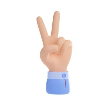 3D render of victory hand gesture on white Stock Illustration