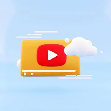 3d render videoplay icon with cloud on blue background. 3d rendering vedo play Stock-Illustration