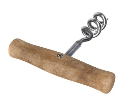 3D render of vintage cork screw isolated on white Stock Illustration