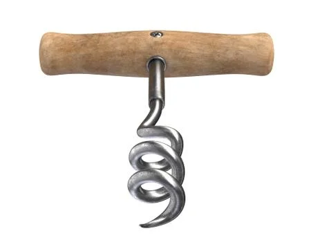 3D render of vintage cork screw isolated on white Stock Illustration