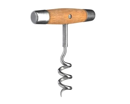 3D render of vintage cork screw isolated on white Stock Illustration