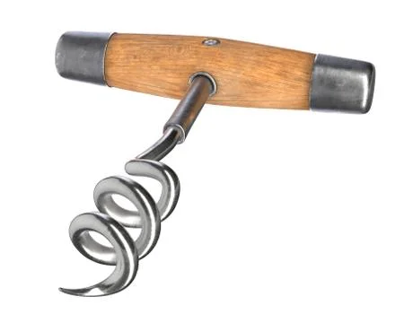 3D render of vintage cork screw isolated on white Stock Illustration