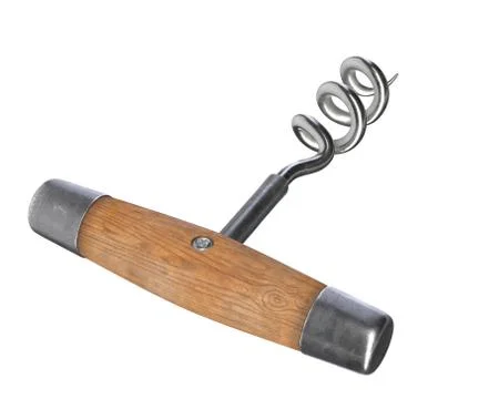3D render of vintage cork screw isolated on white Stock Illustration