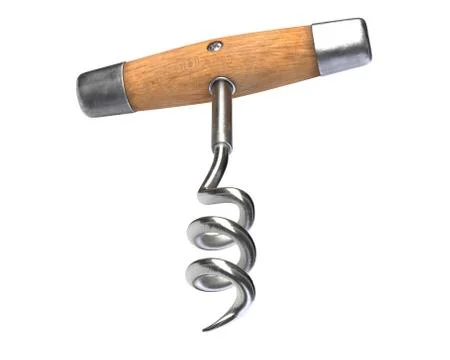 3D render of vintage cork screw isolated on white Stock Illustration