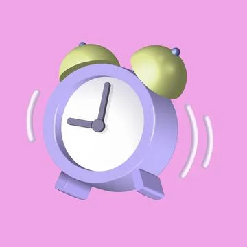 3d render vintage ringing alarm clock. Isolated vector object on a pastel pink Stock Illustration