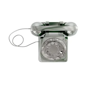 3D render of a vintage wired phone isolated on a white background Ilustração Stock