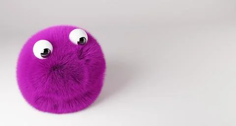 3d render of Violet fuzzy creature on white. Stock Illustration