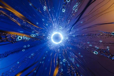 3d render virtual network with glowing center. Stock Illustration