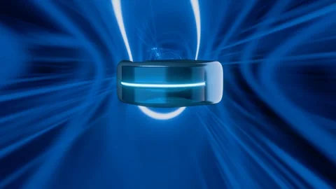 3d render Virtual reality concept, helmet rotates inside a superluminal tunnel. Vidéo 273629397
