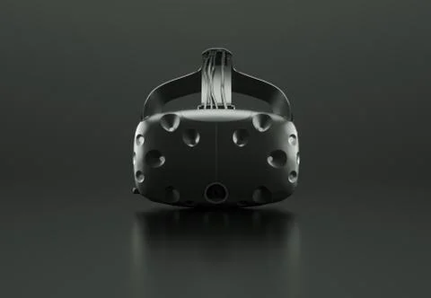 3D render of Virtual Reality googles on black glossy surface Stock Illustration