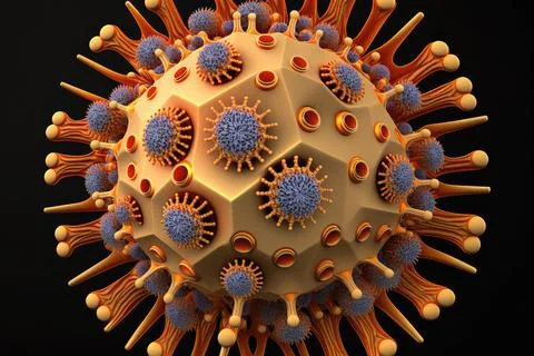 3d render of a virus cell on black background 스톡 일러스트