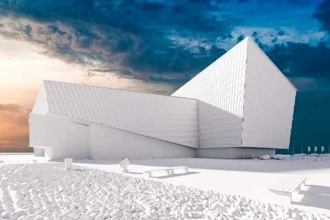 3d render, visualization of modern ,  commercial building Stock Illustration