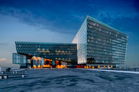 3d render, visualization of modern glass commercial building Stock Illustration