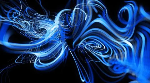 3d render. Visualization of neural network operation bg. Abstract lines of light Illustrazione stock
