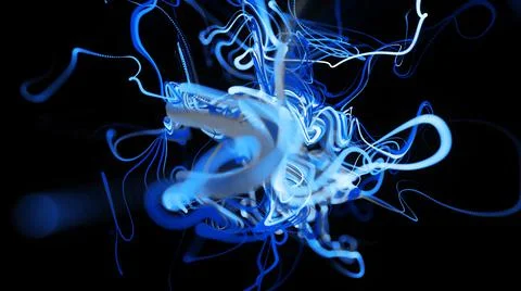 3d render. Visualization of neural network operation bg. Abstract lines of light Stock Illustration