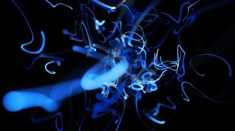 3d render. Visualization of neural network operation bg. Abstract lines of light イラスト素材