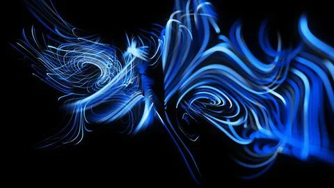 3d render. Visualization of neural network operation bg. Abstract lines of light Stock Illustration