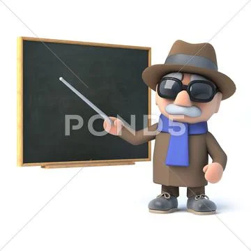 3d render of a visually impaired senior citizen standing at a chalkboard Stock Illustration
