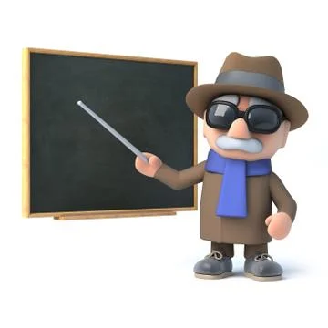 3d render of a visually impaired senior citizen standing at a chalkboard Stockillustratie