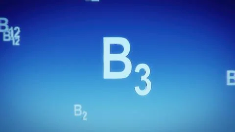 3D render of Vitamin B3 icon on a digital blue background Stock Illustration