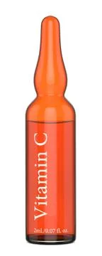 3d render of vitamin C ampoule over white Stock Illustration