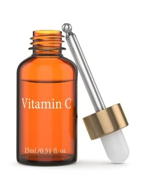 3d render of vitamin C bottle with dropper Stock Illustration