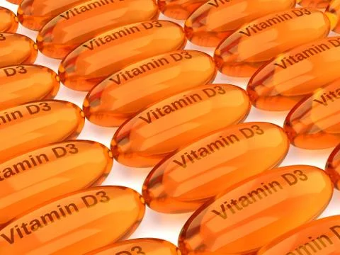 3d render of vitamin D3 capsules Stock Illustration