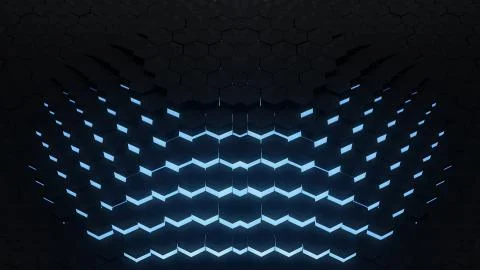 3D render VJ hexagon glow digital background Stock Illustration
