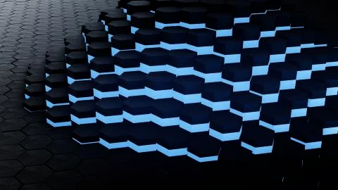 3D render VJ hexagon glow digital background Stock Illustration
