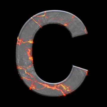 3D render of volcano cracks alphabet letter Stock Illustration