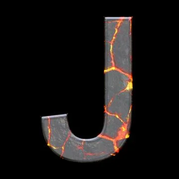 3D render of volcano cracks alphabet letter Stock Illustration