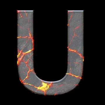 3D render of volcano cracks alphabet letter Stock Illustration